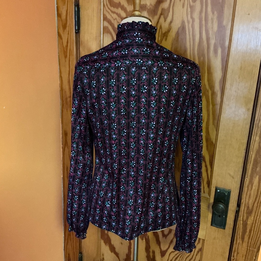 Vtg 70s Puccini black floral top - Picture 12 of 12